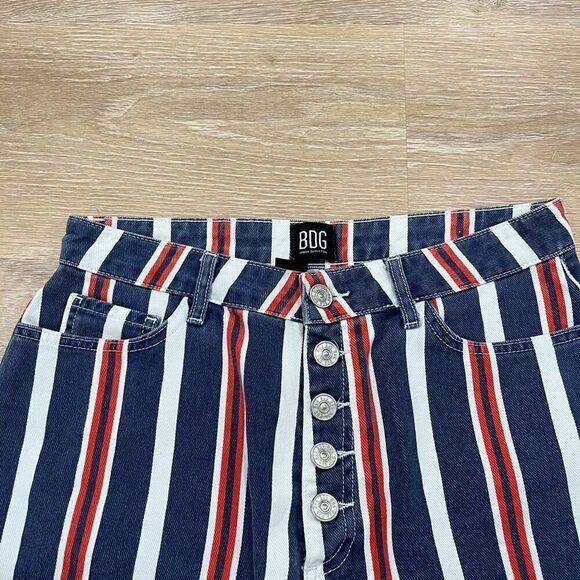 BDG Urban Outfitters Mom Shorts Women's 29 Multicolor Striped Cuffed Button-Fly - Picture 4 of 7